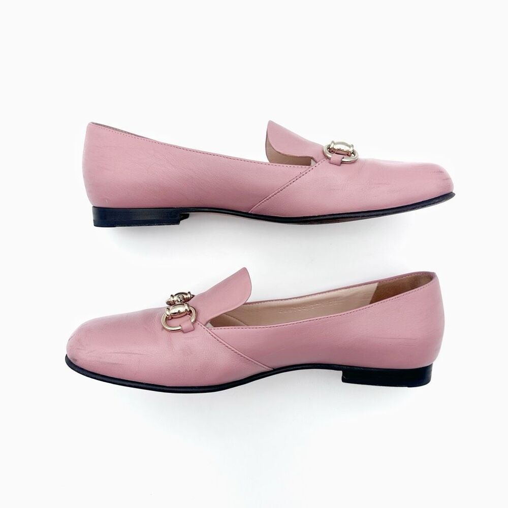 GUCCI Pink Kira Horsebit Square Toe Ballet Flat 37.5 US 7.5 Leather Loafers - Picture 8 of 12